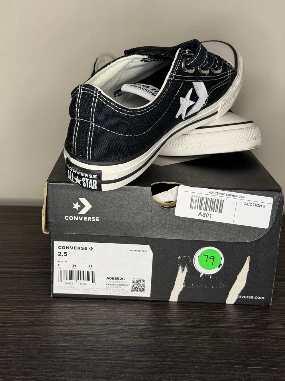 Converse Kids Black and White Low-Top Star Sneakers